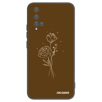 Picasee silikónový čierny obal pre Huawei Nova 5T - Brown flowers