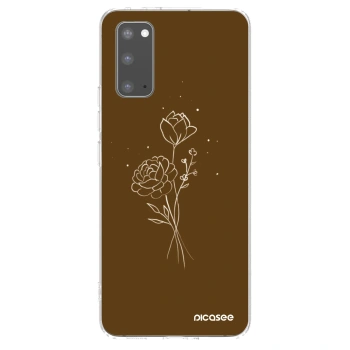 Picasee silikónový prehľadný obal pre Samsung Galaxy S20 G980F - Brown flowers