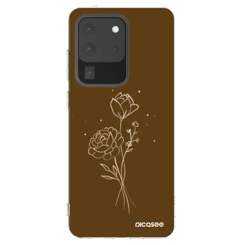 Picasee silikónový prehľadný obal pre Samsung Galaxy S20 Ultra 5G G988F - Brown flowers