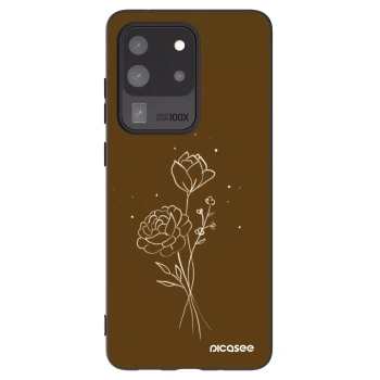 Picasee silikónový čierny obal pre Samsung Galaxy S20 Ultra 5G G988F - Brown flowers