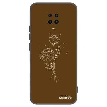Picasee silikónový čierny obal pre Xiaomi Redmi Note 9 Pro - Brown flowers