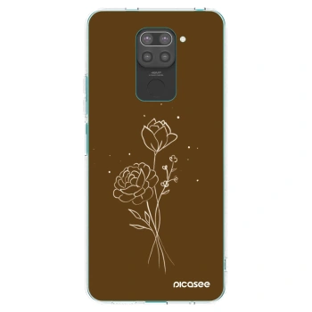 Picasee silikónový čierny obal pre Xiaomi Redmi Note 9 - Brown flowers