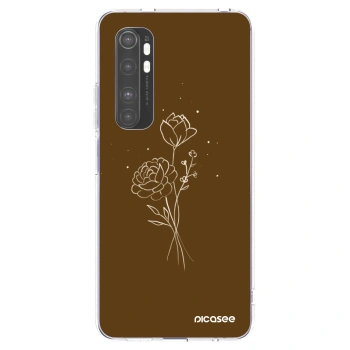 Picasee silikónový prehľadný obal pre Xiaomi Mi Note 10 Lite - Brown flowers