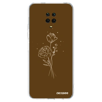 Picasee silikónový prehľadný obal pre Xiaomi Redmi Note 9S - Brown flowers