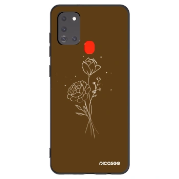 Picasee silikónový čierny obal pre Samsung Galaxy A21s - Brown flowers