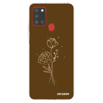 Picasee silikónový prehľadný obal pre Samsung Galaxy A21s - Brown flowers