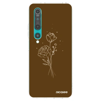 Picasee silikónový prehľadný obal pre Xiaomi Mi 10 - Brown flowers