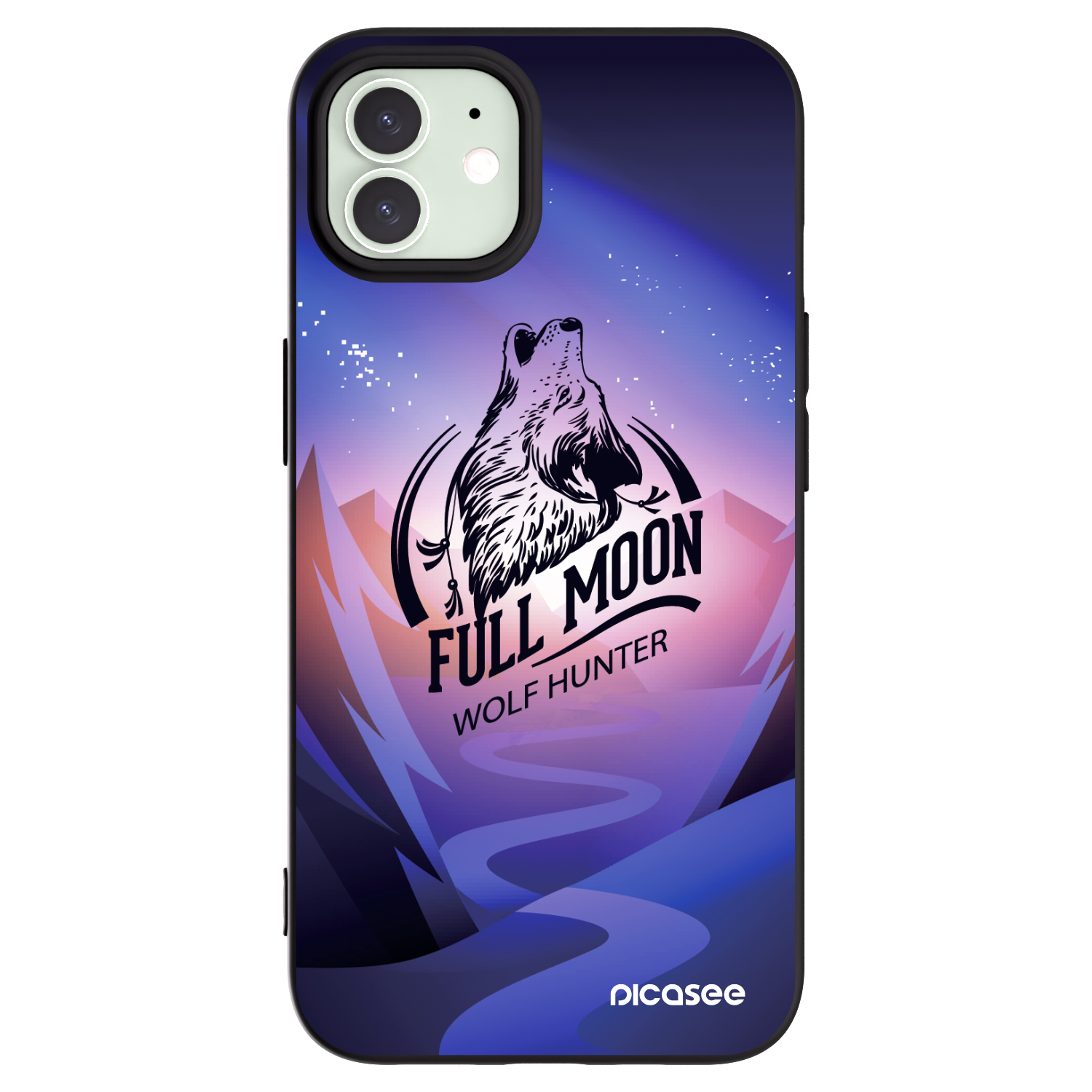 Picasee silikónový čierny obal pre Apple iPhone 12 - Vlk