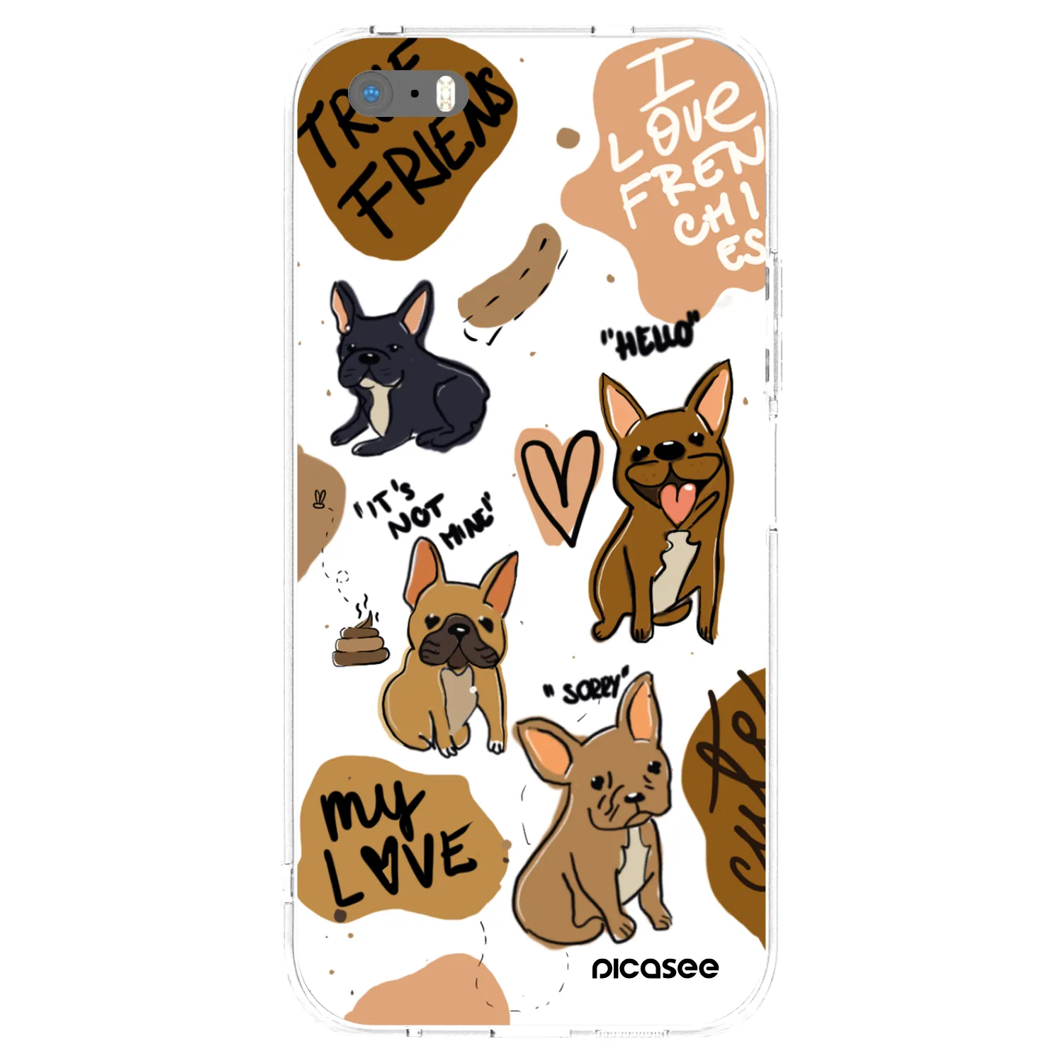 Picasee silikónový prehľadný obal pre Apple iPhone 5/5S/SE - Frenchies