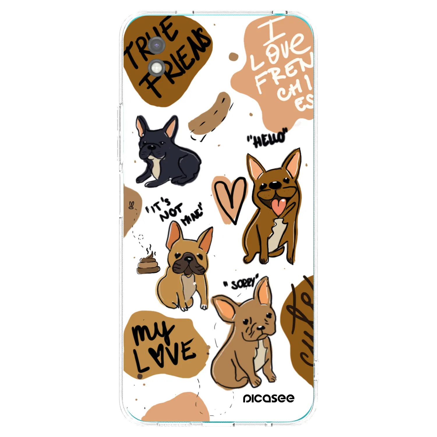 Picasee silikónový čierny obal pre Xiaomi Redmi 9A - Frenchies