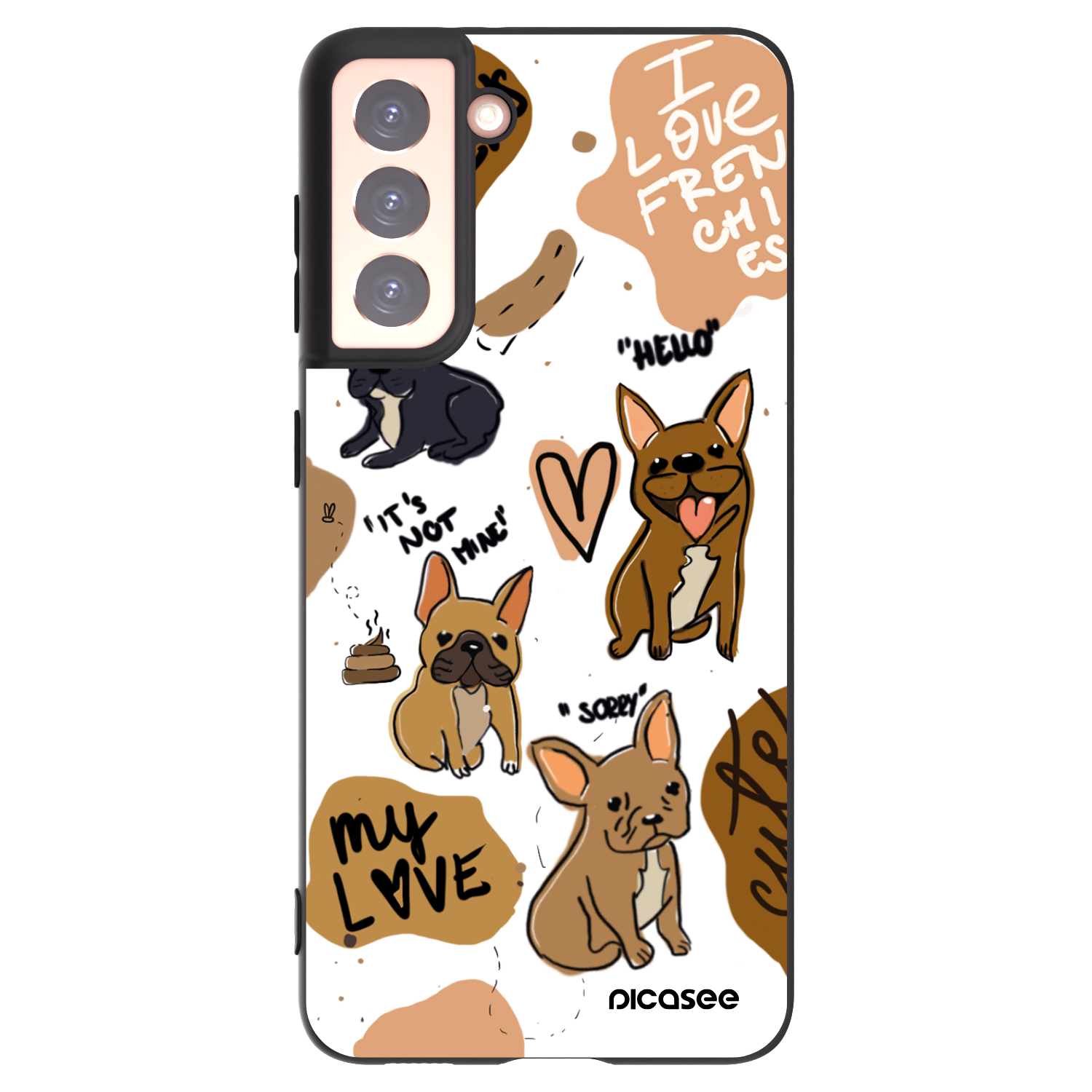 Picasee silikónový čierny obal pre Samsung Galaxy S21 5G G991B - Frenchies