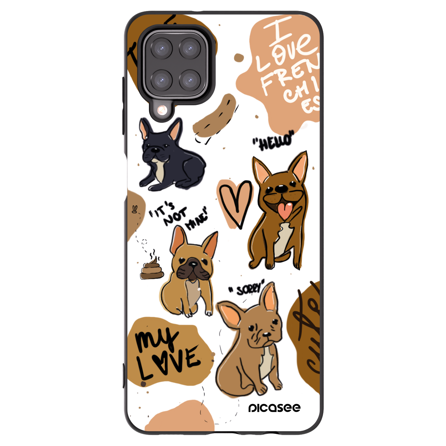 Picasee silikónový čierny obal pre Samsung Galaxy A12 A125F - Frenchies