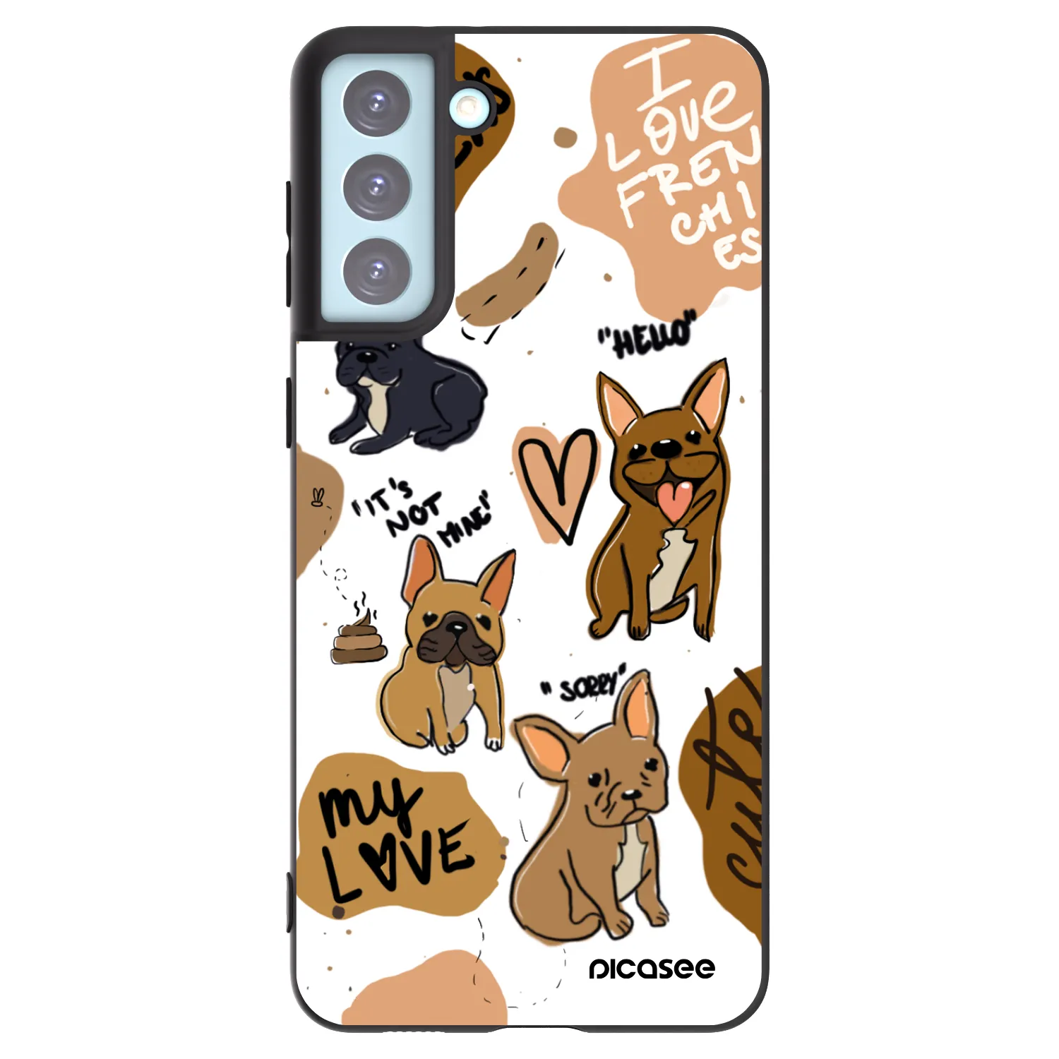 Picasee silikónový čierny obal pre Samsung Galaxy S21+ 5G G996F - Frenchies