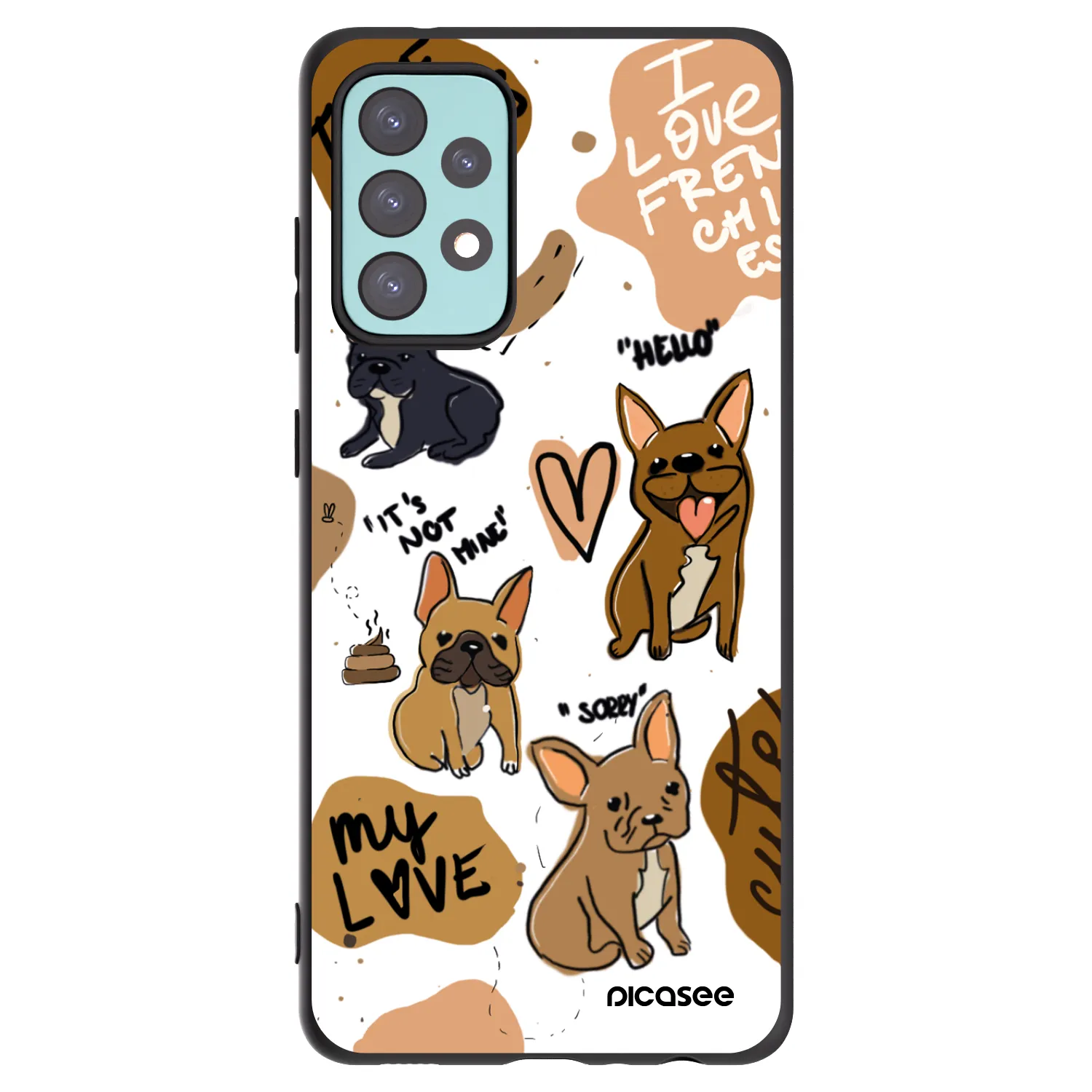 Picasee silikónový čierny obal pre Samsung Galaxy A72 A725F - Frenchies