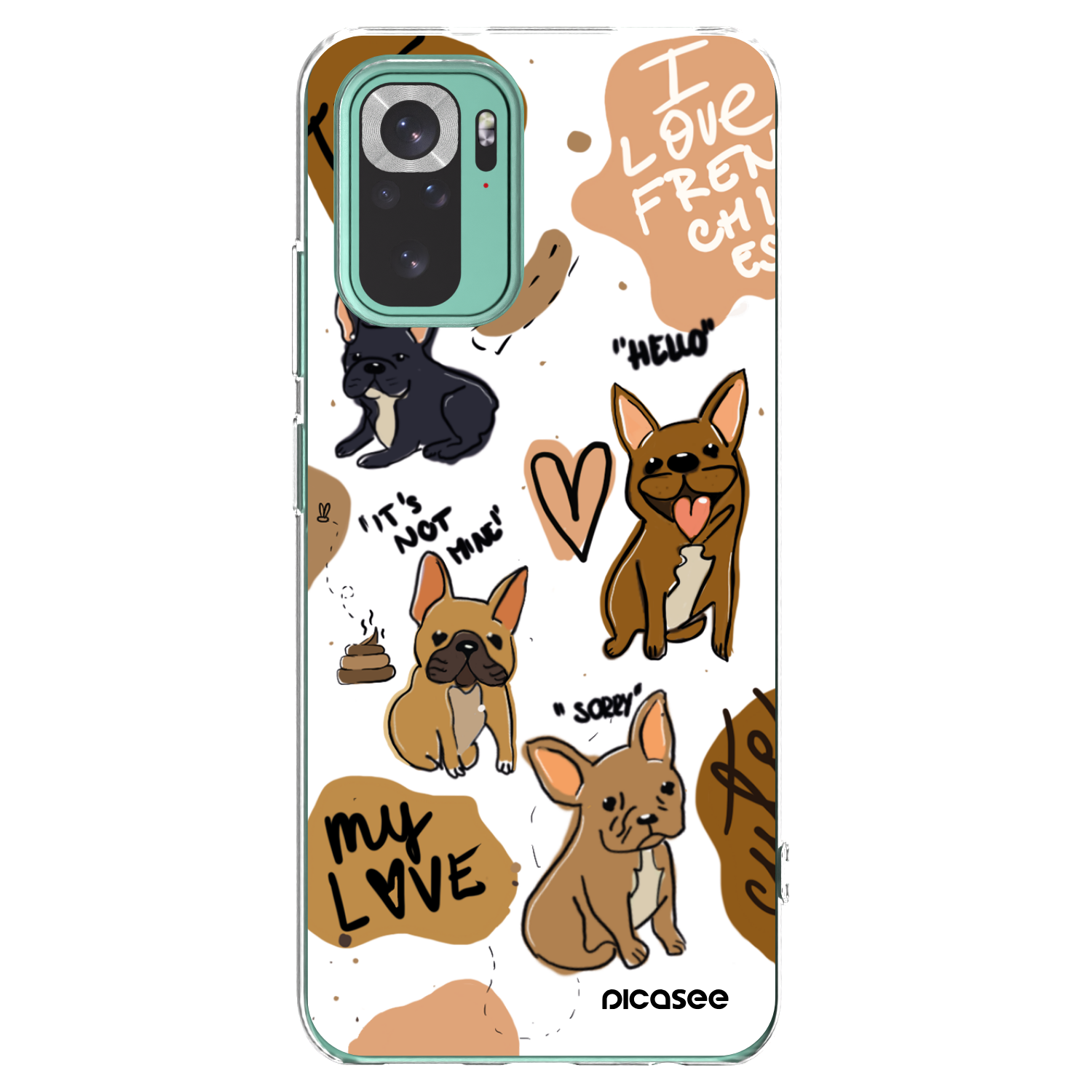 Picasee silikónový prehľadný obal pre Xiaomi Redmi Note 10 Pro - Frenchies