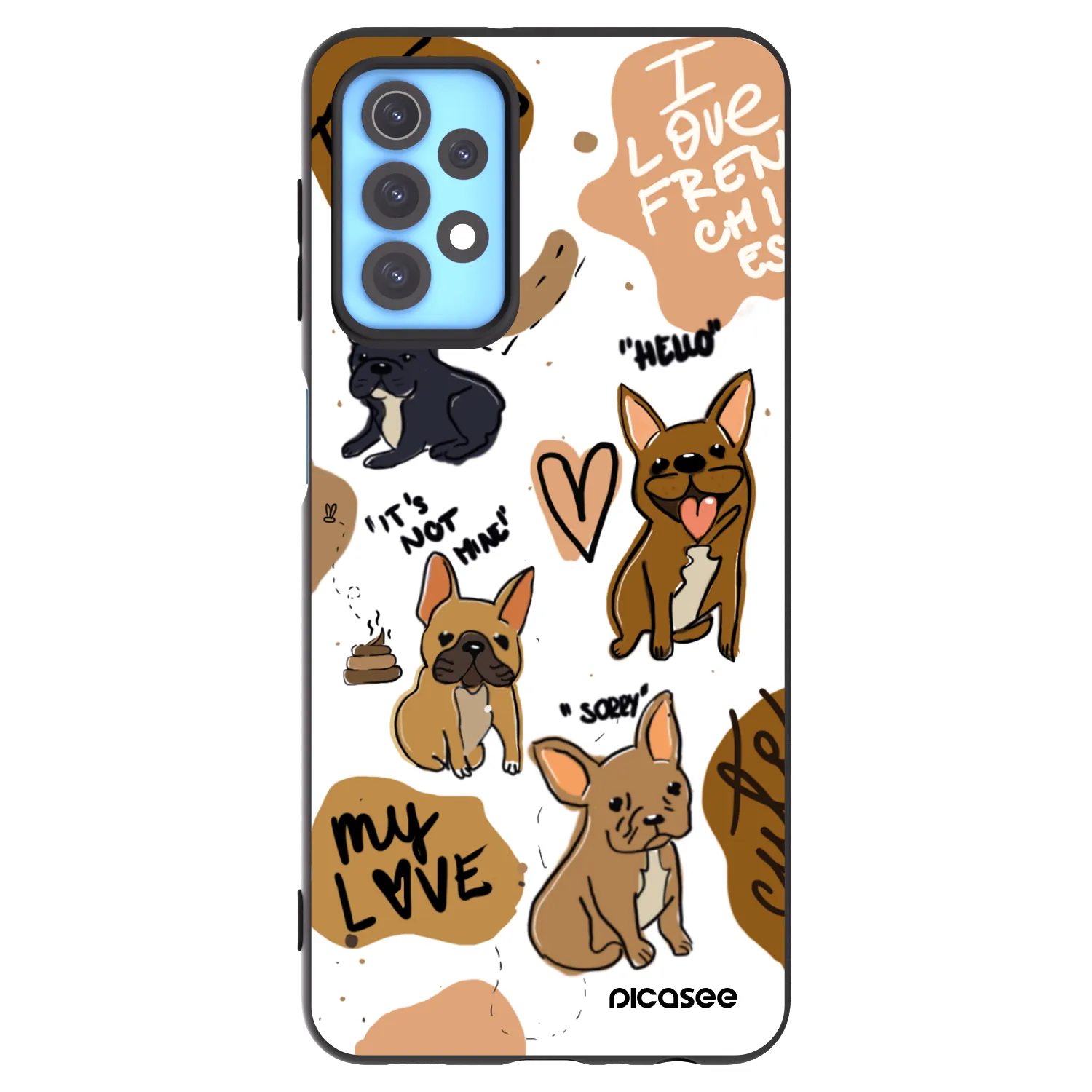 Picasee silikónový čierny obal pre Samsung Galaxy A32 4G SM-A325F - Frenchies