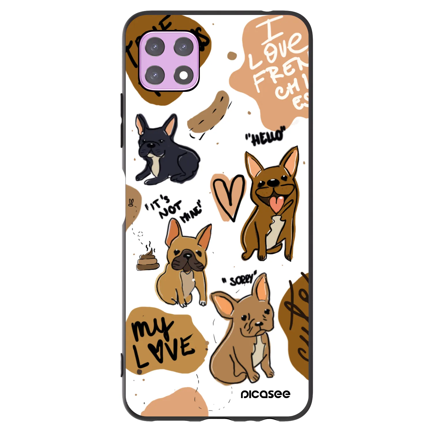 Picasee silikónový čierny obal pre Samsung Galaxy A22 A226B 5G - Frenchies