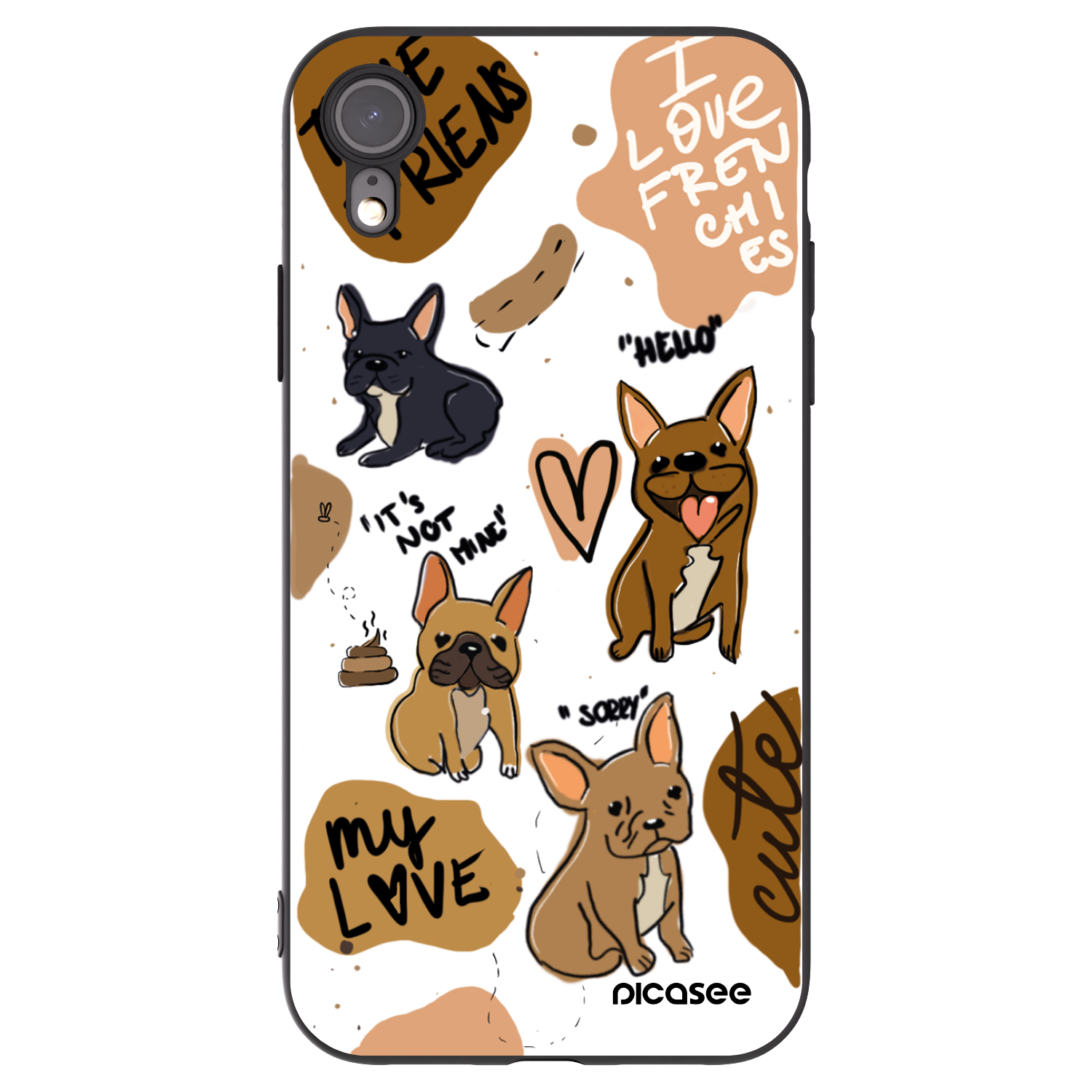 Picasee silikónový čierny obal pre Apple iPhone XR - Frenchies