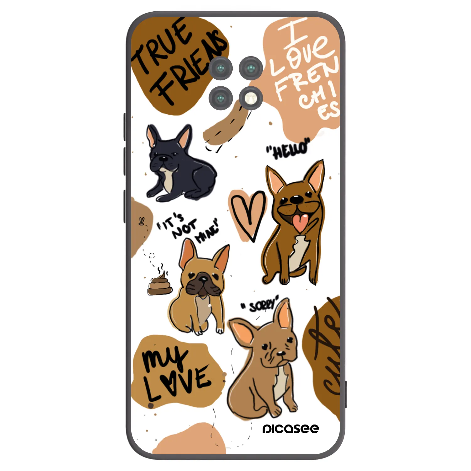 Picasee silikónový čierny obal pre Xiaomi Redmi Note 9T - Frenchies