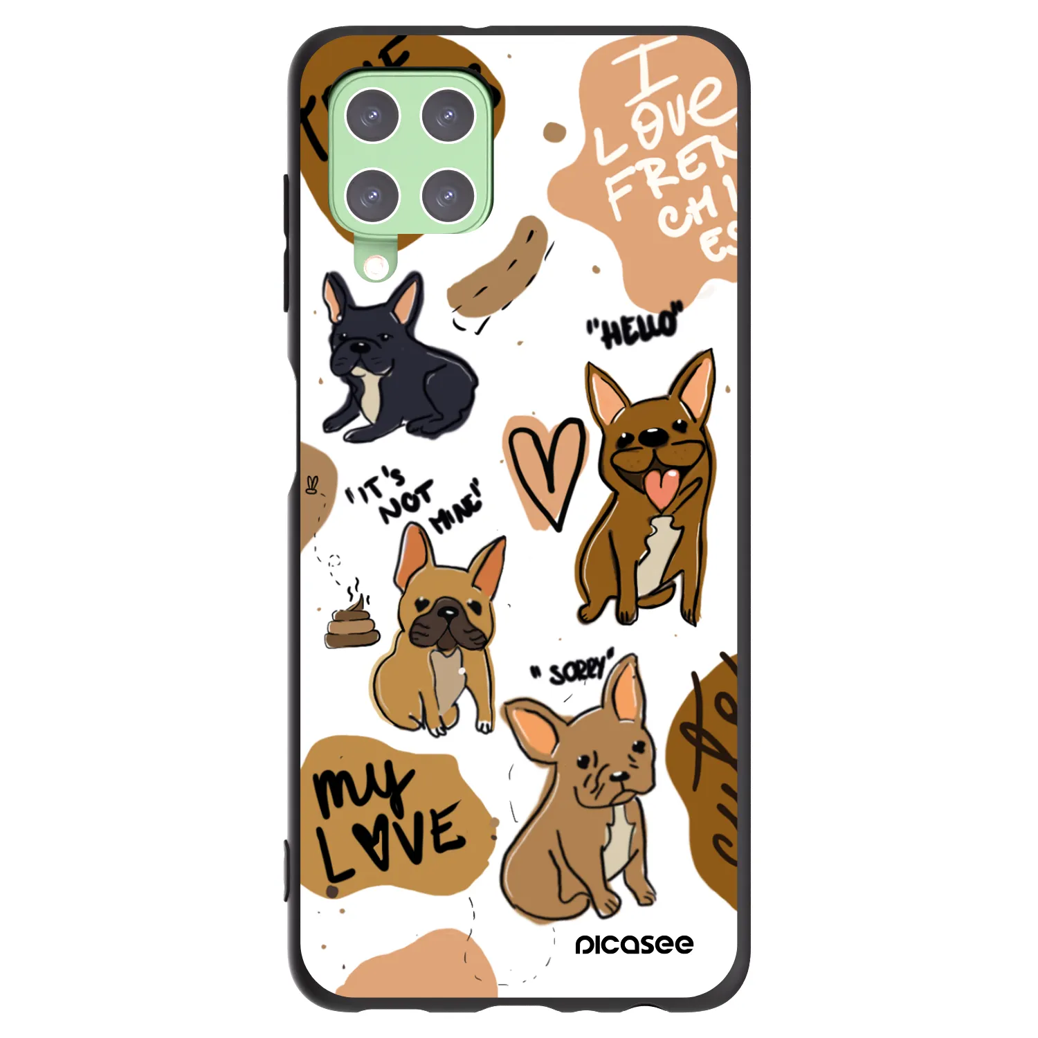 Picasee silikónový čierny obal pre Samsung Galaxy A22 A225F 4G - Frenchies