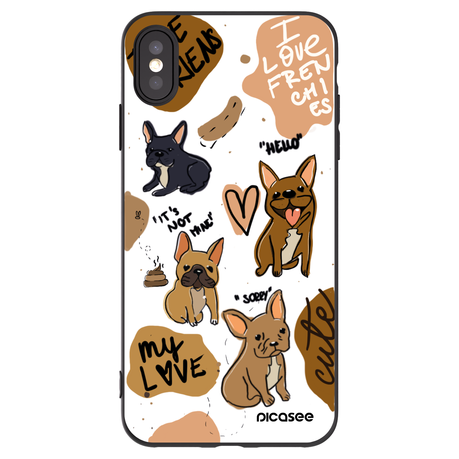 Picasee silikónový čierny obal pre Apple iPhone XS Max - Frenchies