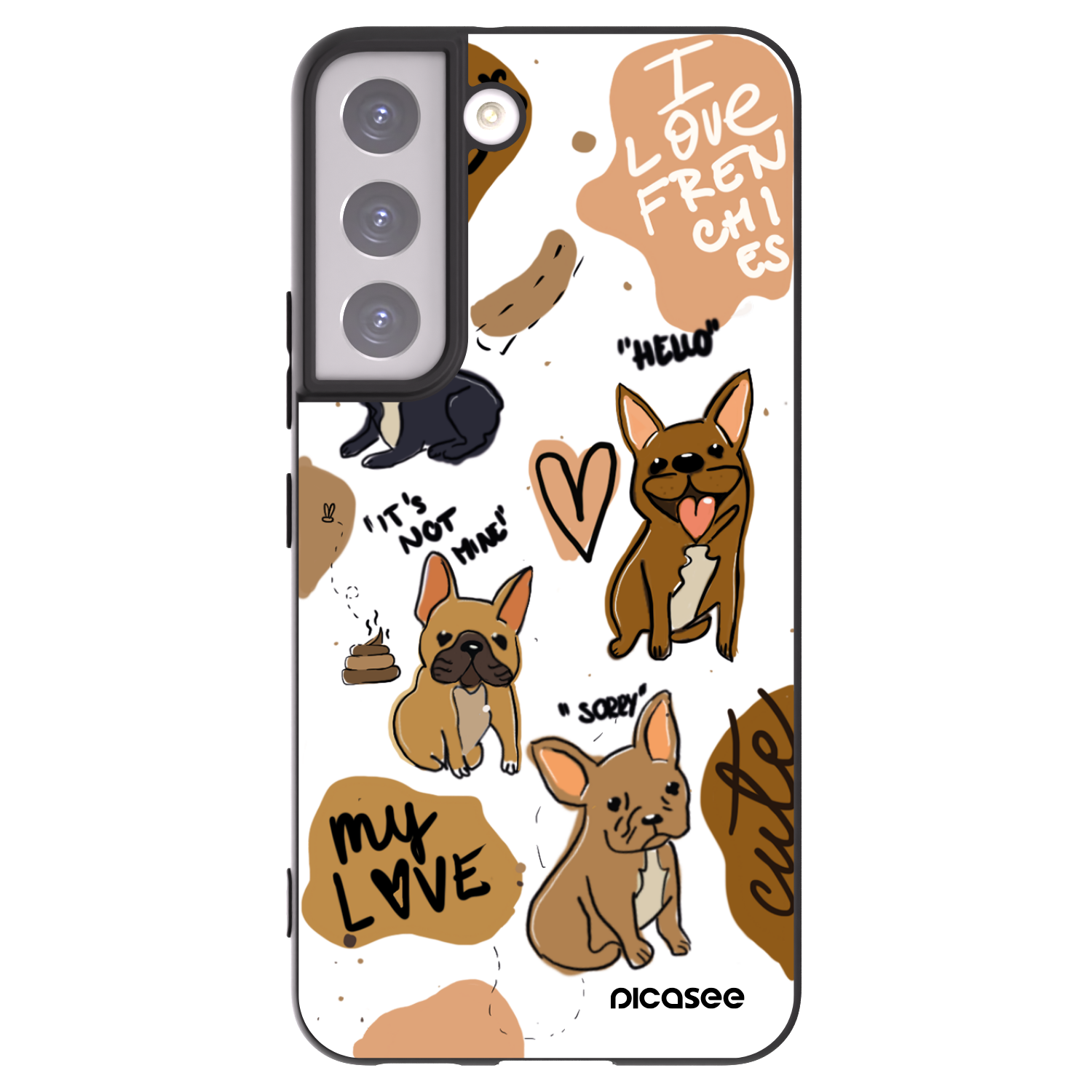 Picasee silikónový čierny obal pre Samsung Galaxy S22 5G - Frenchies