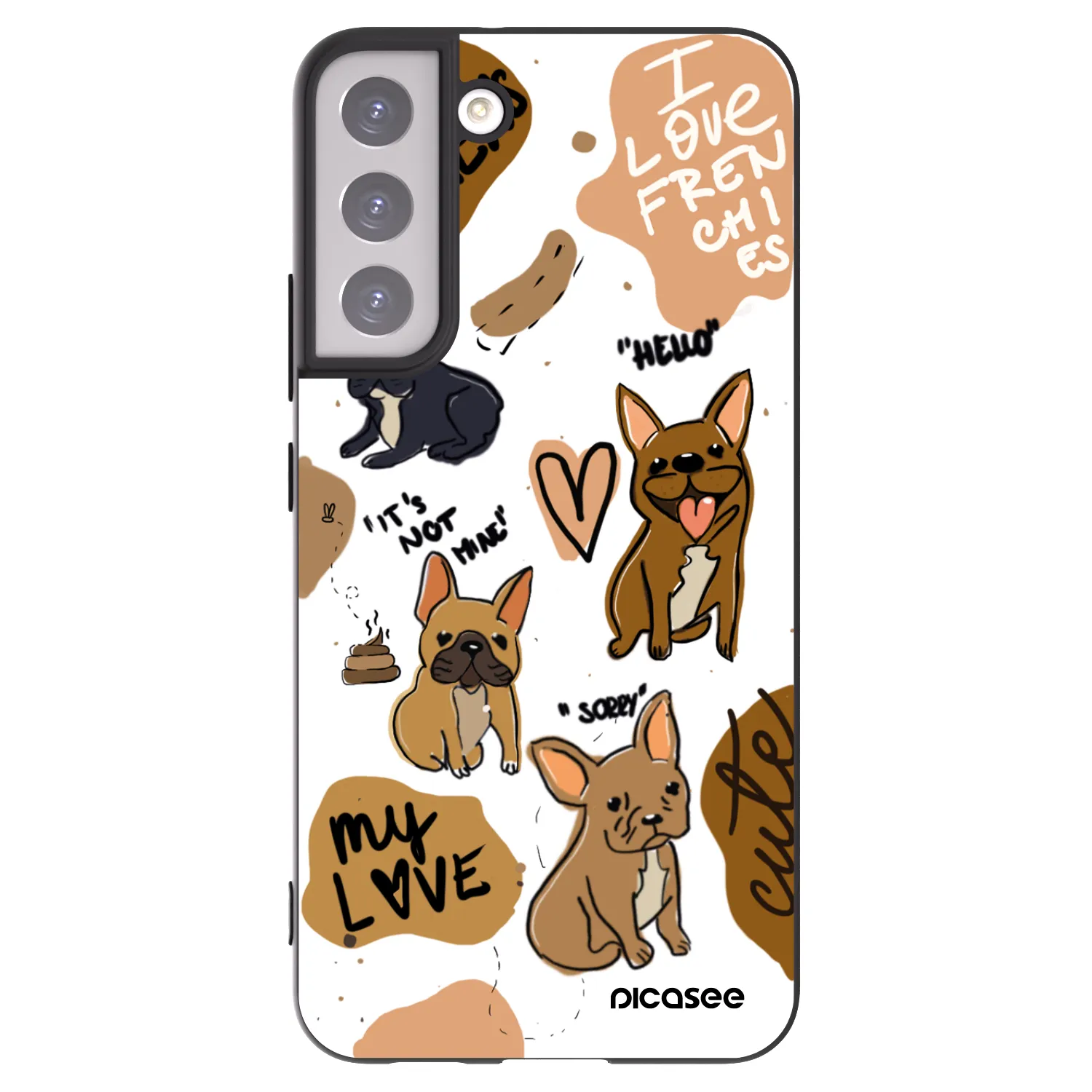 Picasee silikónový čierny obal pre Samsung Galaxy S22+ 5G - Frenchies
