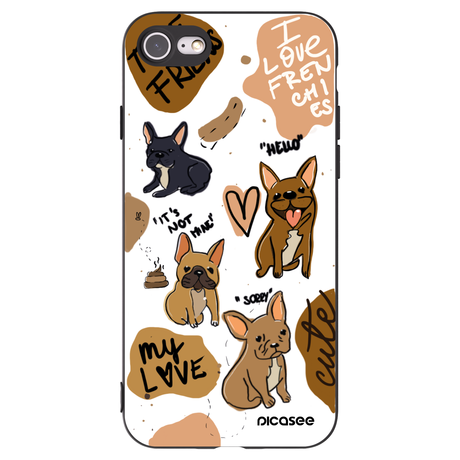Picasee silikónový čierny obal pre Apple iPhone SE 2022 - Frenchies