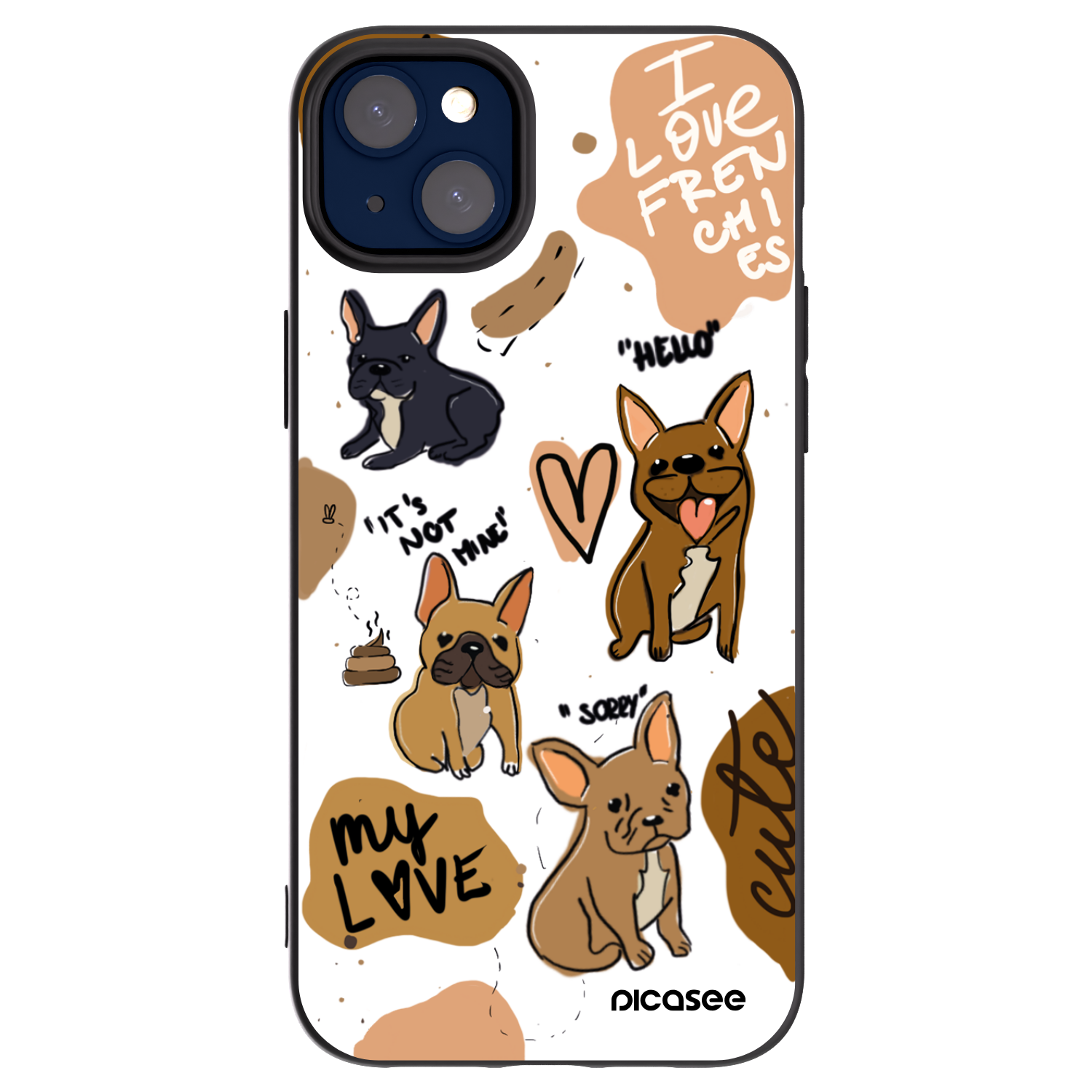 Picasee silikónový čierny obal pre Apple iPhone 14 Plus - Frenchies