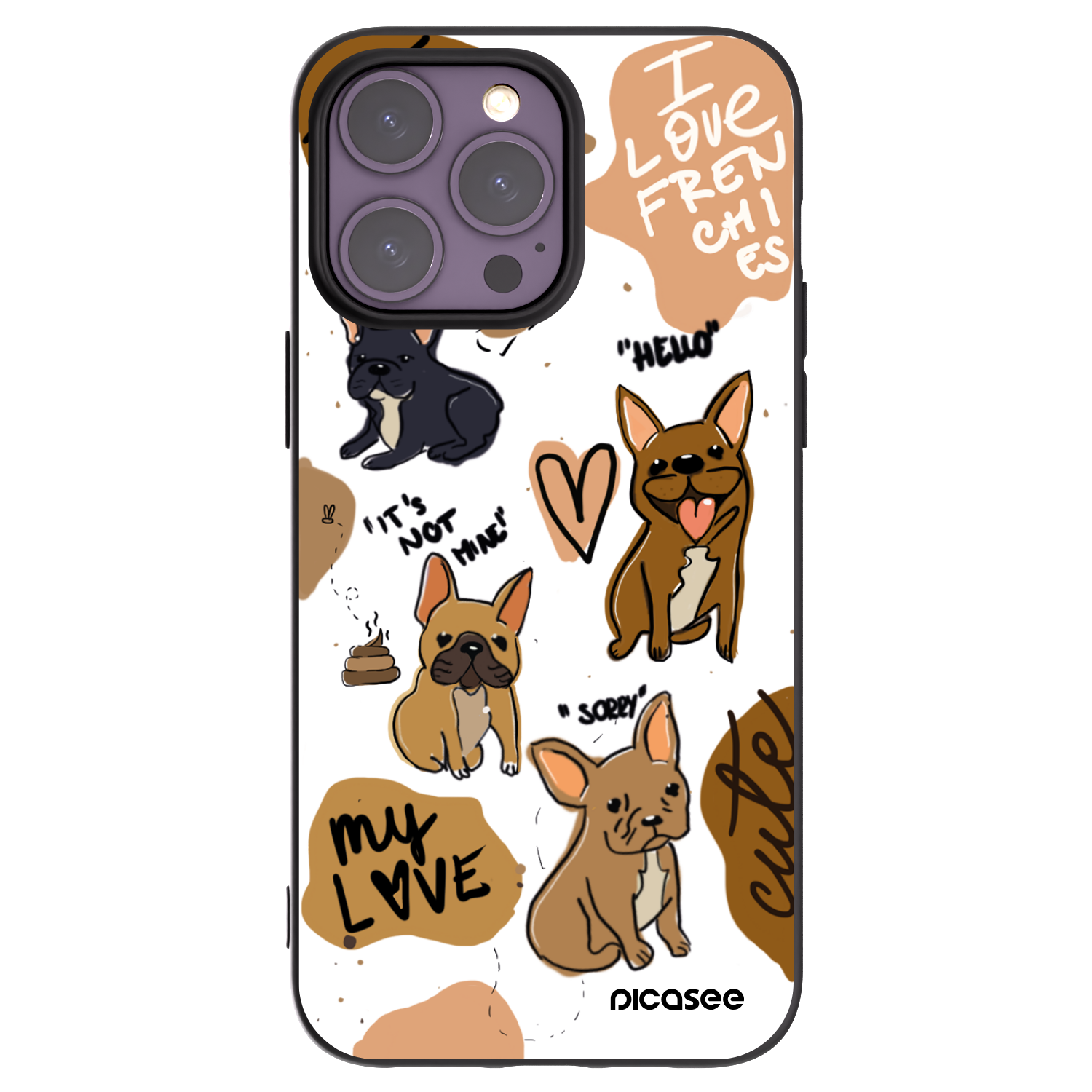 Picasee silikónový čierny obal pre Apple iPhone 14 Pro Max - Frenchies