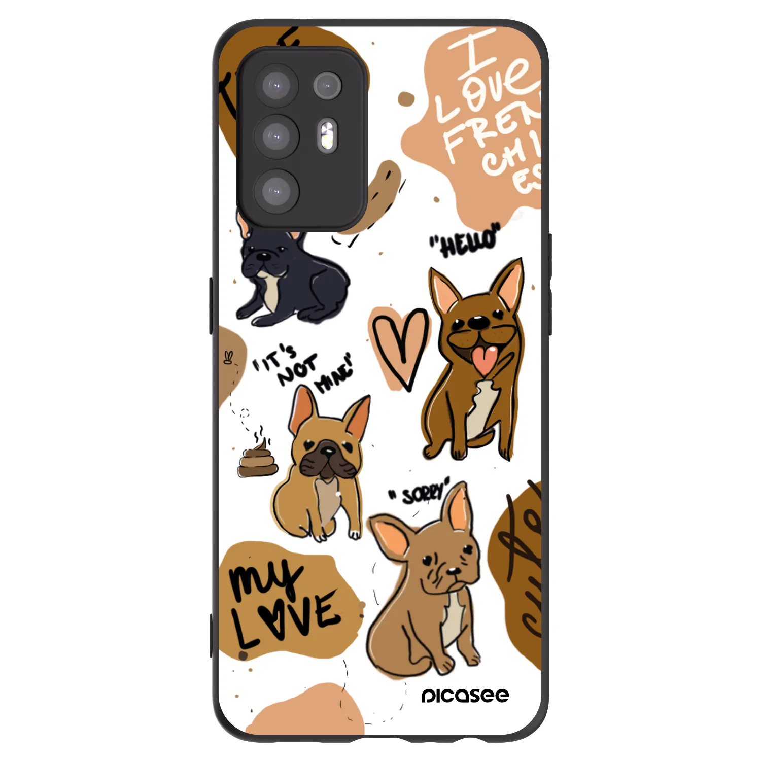 Picasee silikónový čierny obal pre OPPO A94 5G - Frenchies