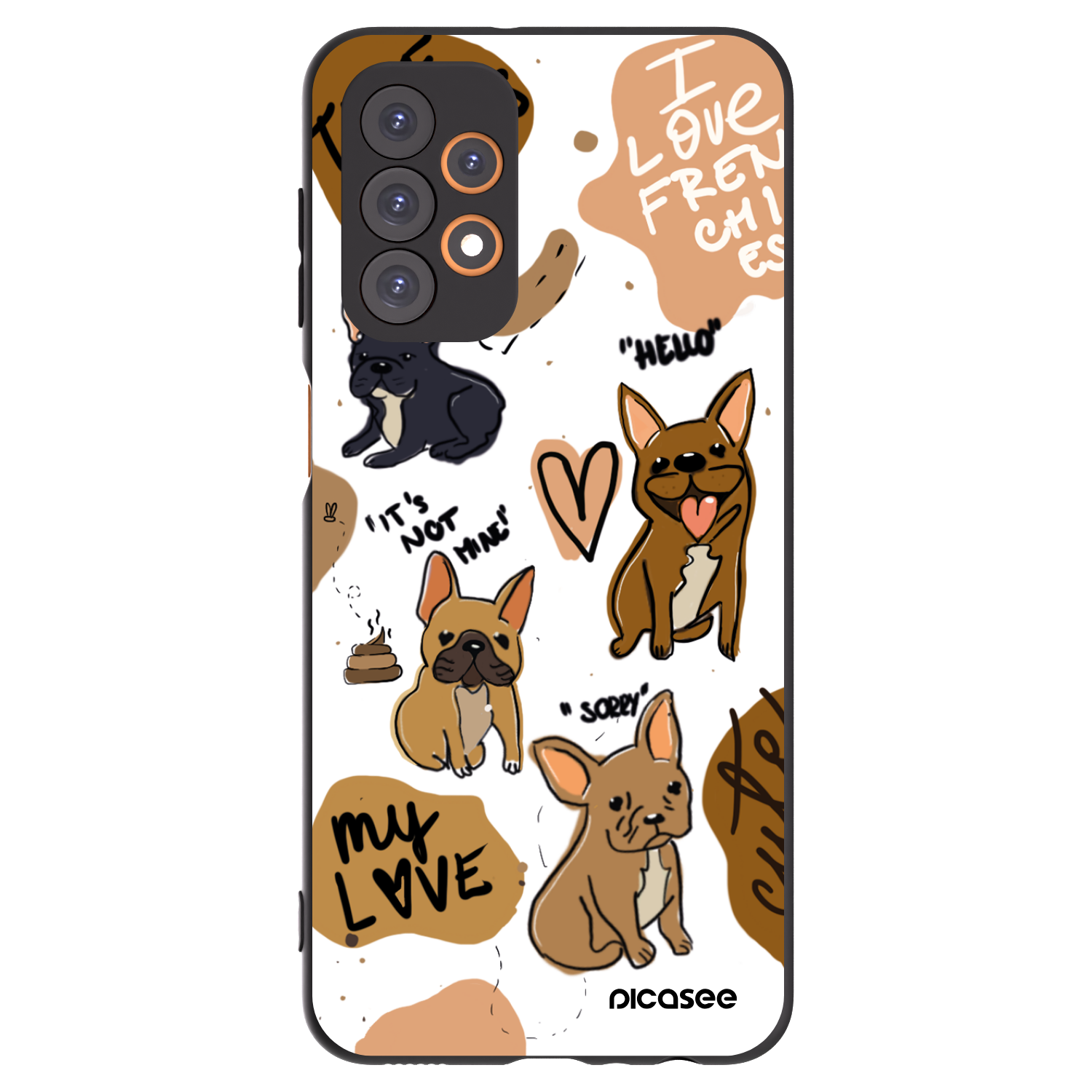 Picasee silikónový čierny obal pre Samsung Galaxy A23 A235F 4G - Frenchies