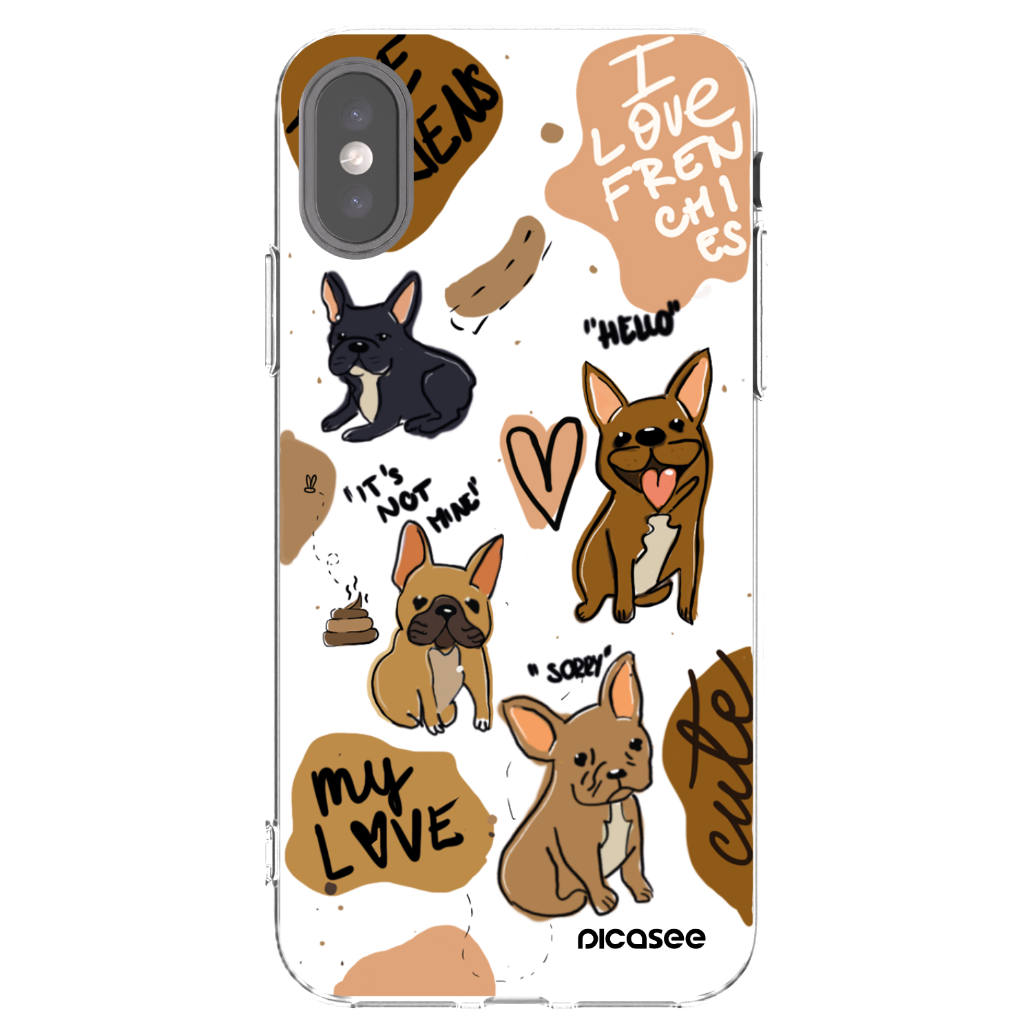 Picasee silikónový prehľadný obal pre Apple iPhone X/XS - Frenchies