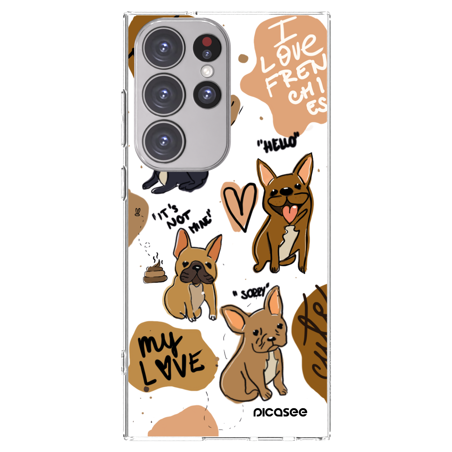 Picasee silikónový prehľadný obal pre Samsung Galaxy S23 Ultra 5G - Frenchies