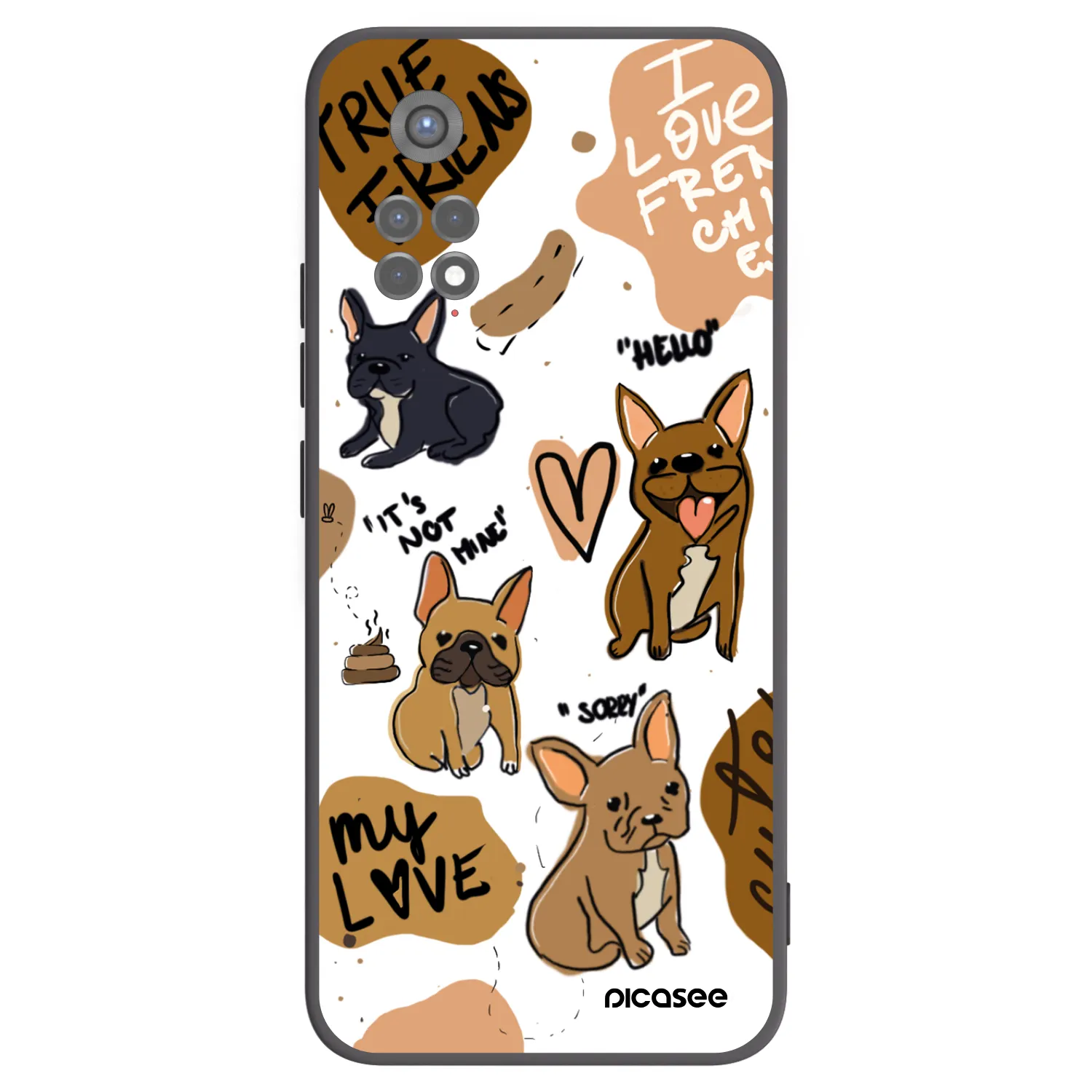 Picasee silikónový čierny obal pre Xiaomi Redmi Note 11S 5G - Frenchies