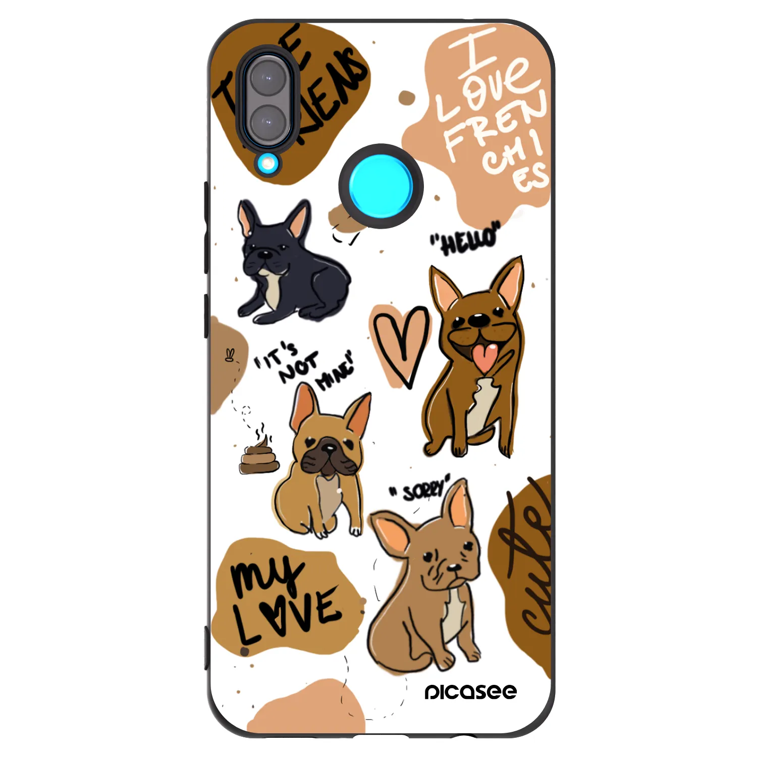 Picasee silikónový čierny obal pre Huawei Nova 3i - Frenchies