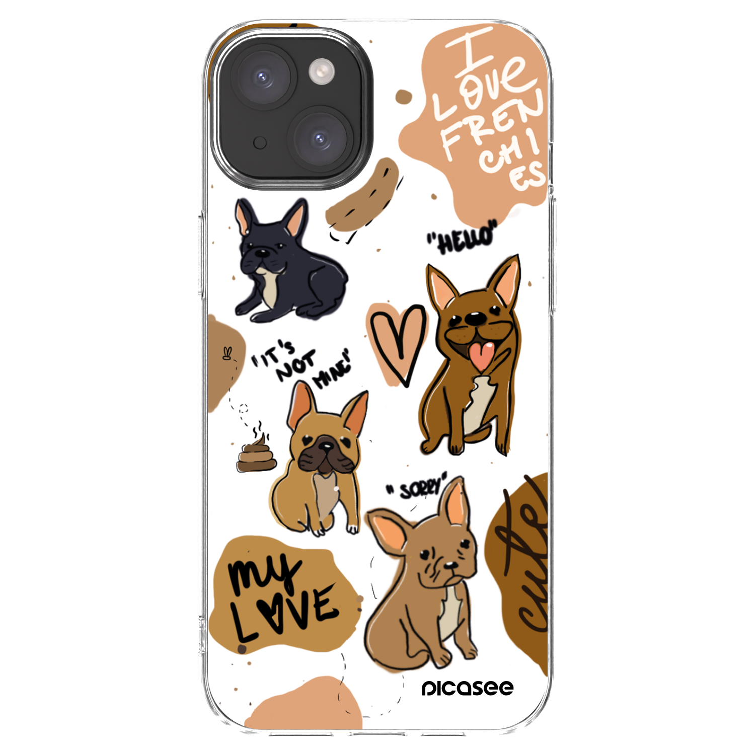 Picasee silikónový prehľadný obal pre Apple iPhone 15 Plus - Frenchies