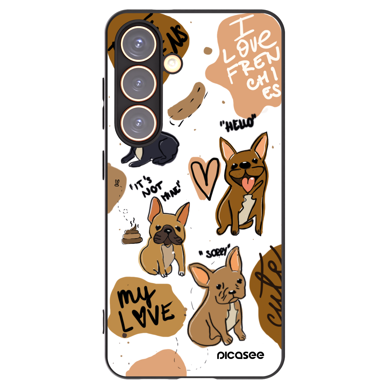 Picasee silikónový čierny obal pre Samsung Galaxy S24 S921B 5G - Frenchies