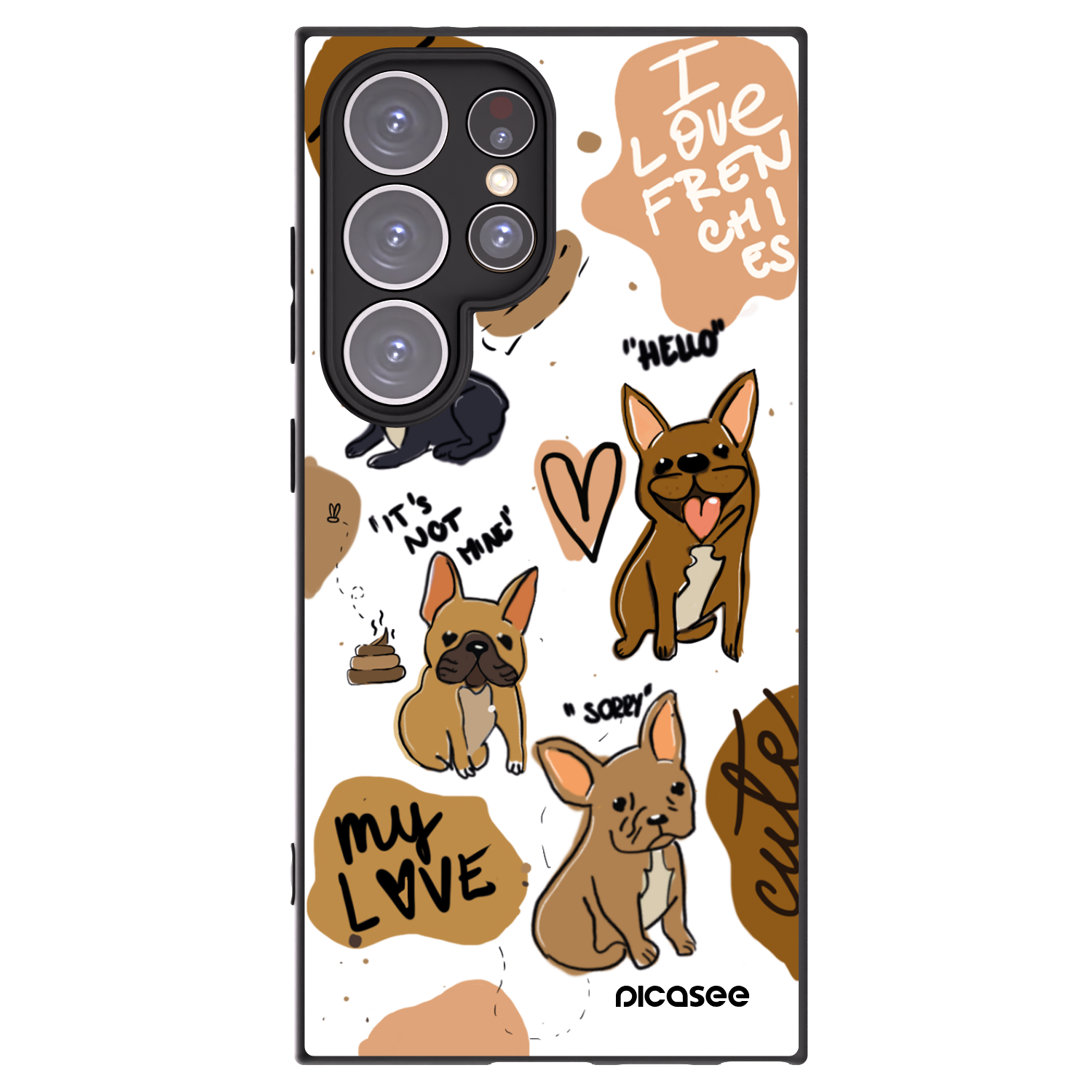Picasee silikónový čierny obal pre Samsung Galaxy S24 Ultra S928B 5G - Frenchies