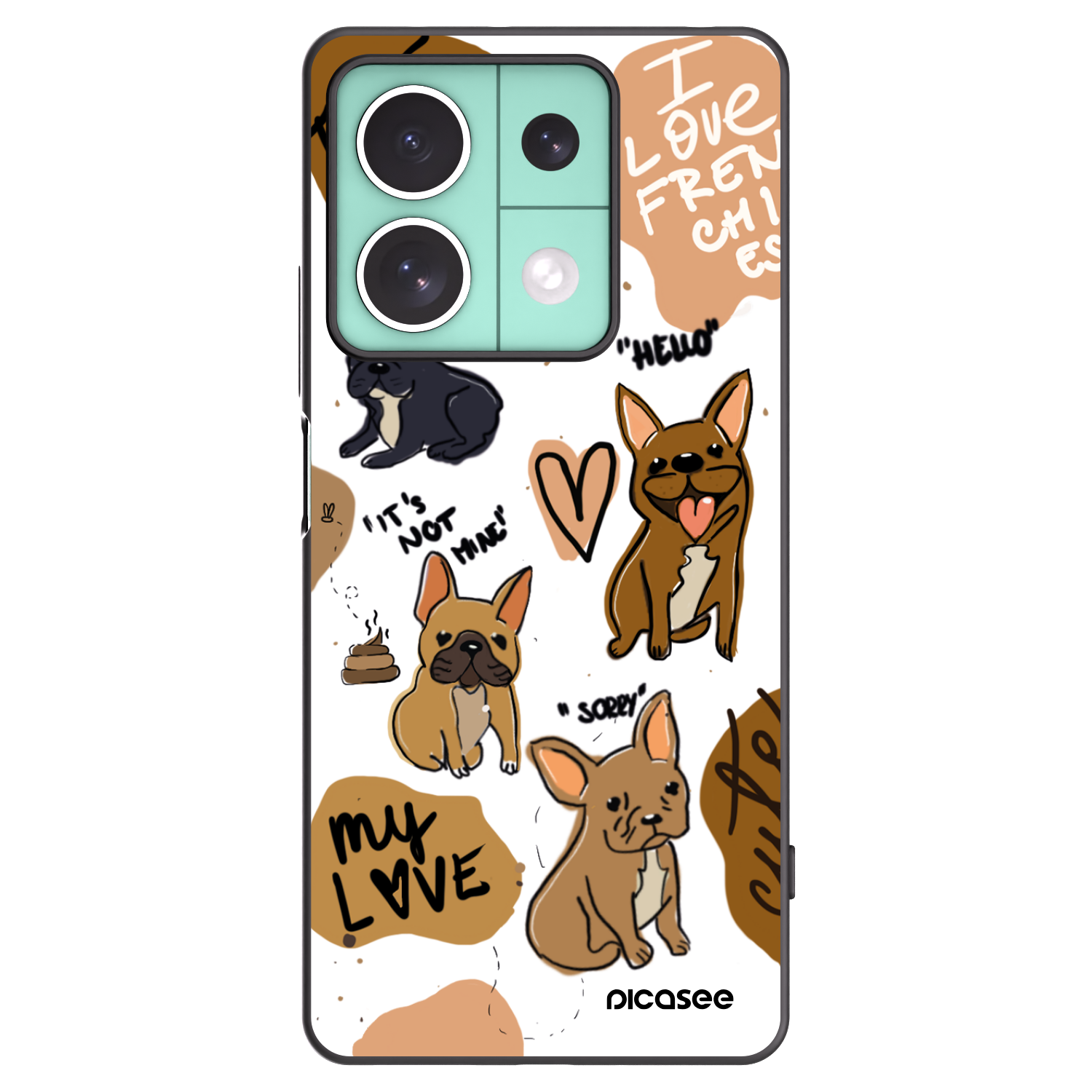 Picasee silikónový čierny obal pre Xiaomi Redmi Note 13 5G - Frenchies