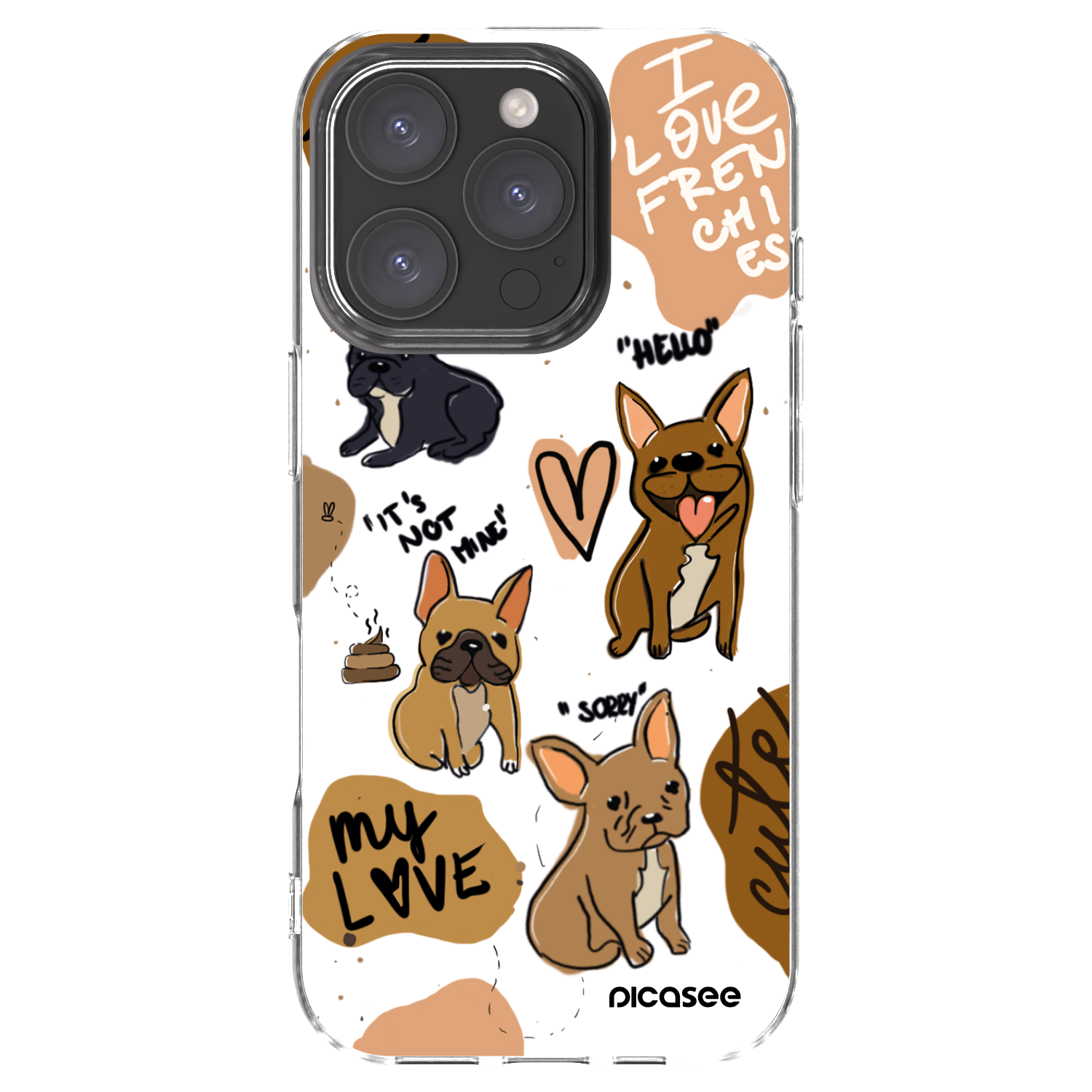 Picasee silikónový prehľadný obal pre Apple iPhone 16 Pro - Frenchies