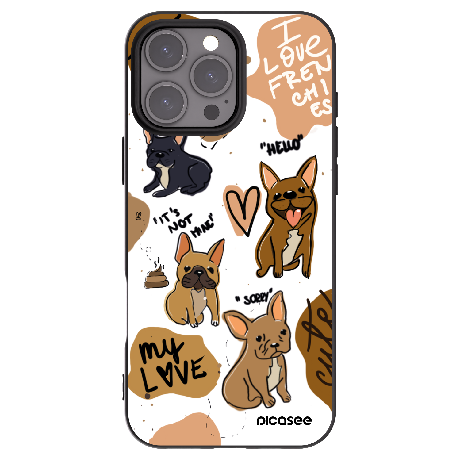 Silikónový čierny obal pre Apple iPhone 16 Pro Max - Frenchies