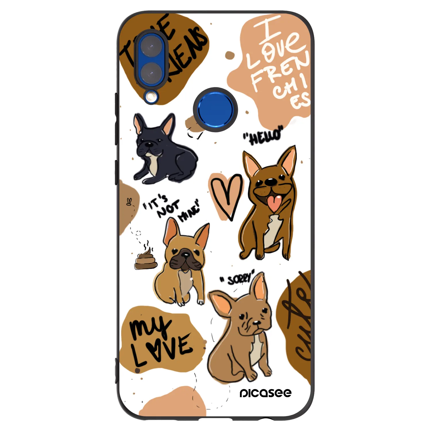 Picasee silikónový čierny obal pre Huawei P Smart 2019 - Frenchies