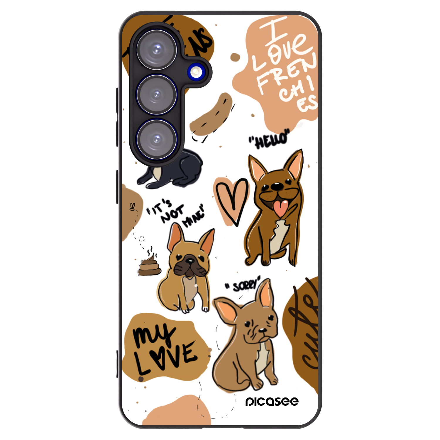 Picasee silikónový čierny obal pre Samsung Galaxy S25 5G - Frenchies