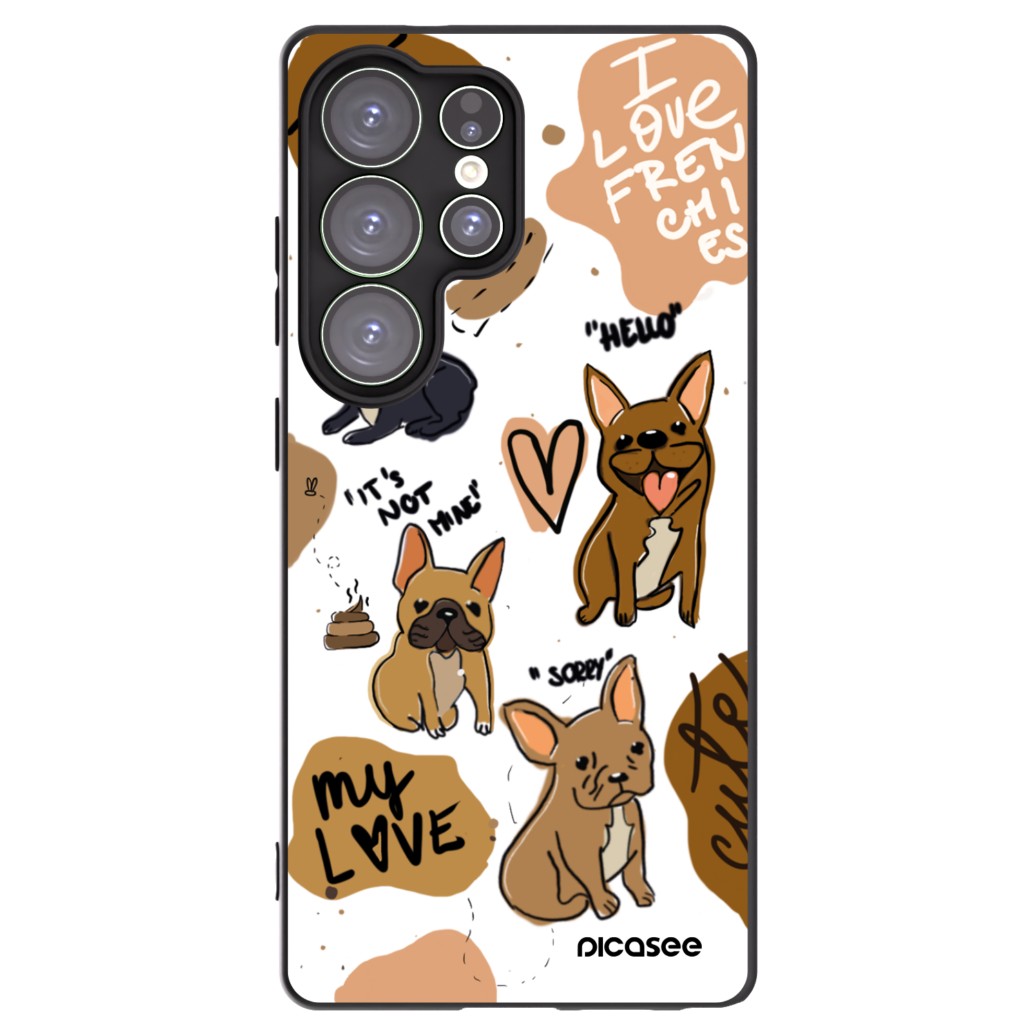 Picasee silikónový čierny obal pre Samsung Galaxy S25 Ultra 5G - Frenchies