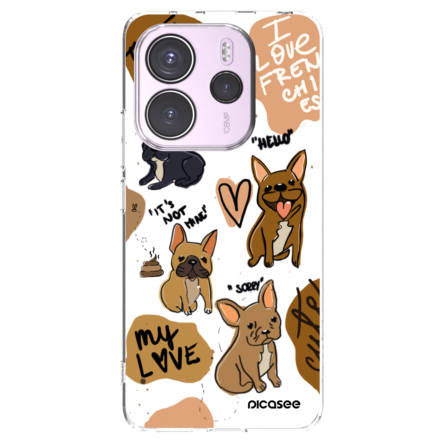 Picasee silikónový prehľadný obal pre Xiaomi Redmi Note 14 4G - Frenchies