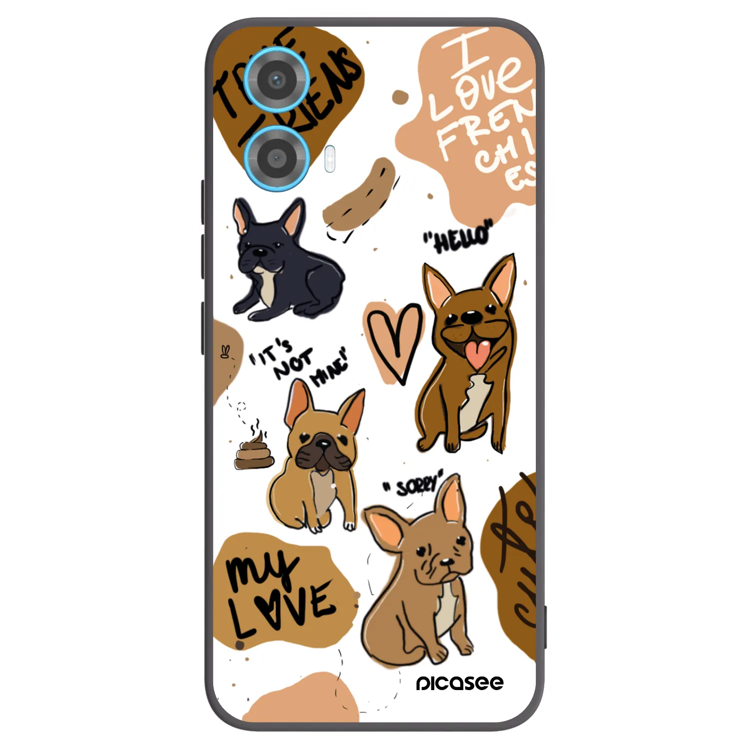 Picasee silikónový čierny obal pre Motorola Moto G34 5G - Frenchies