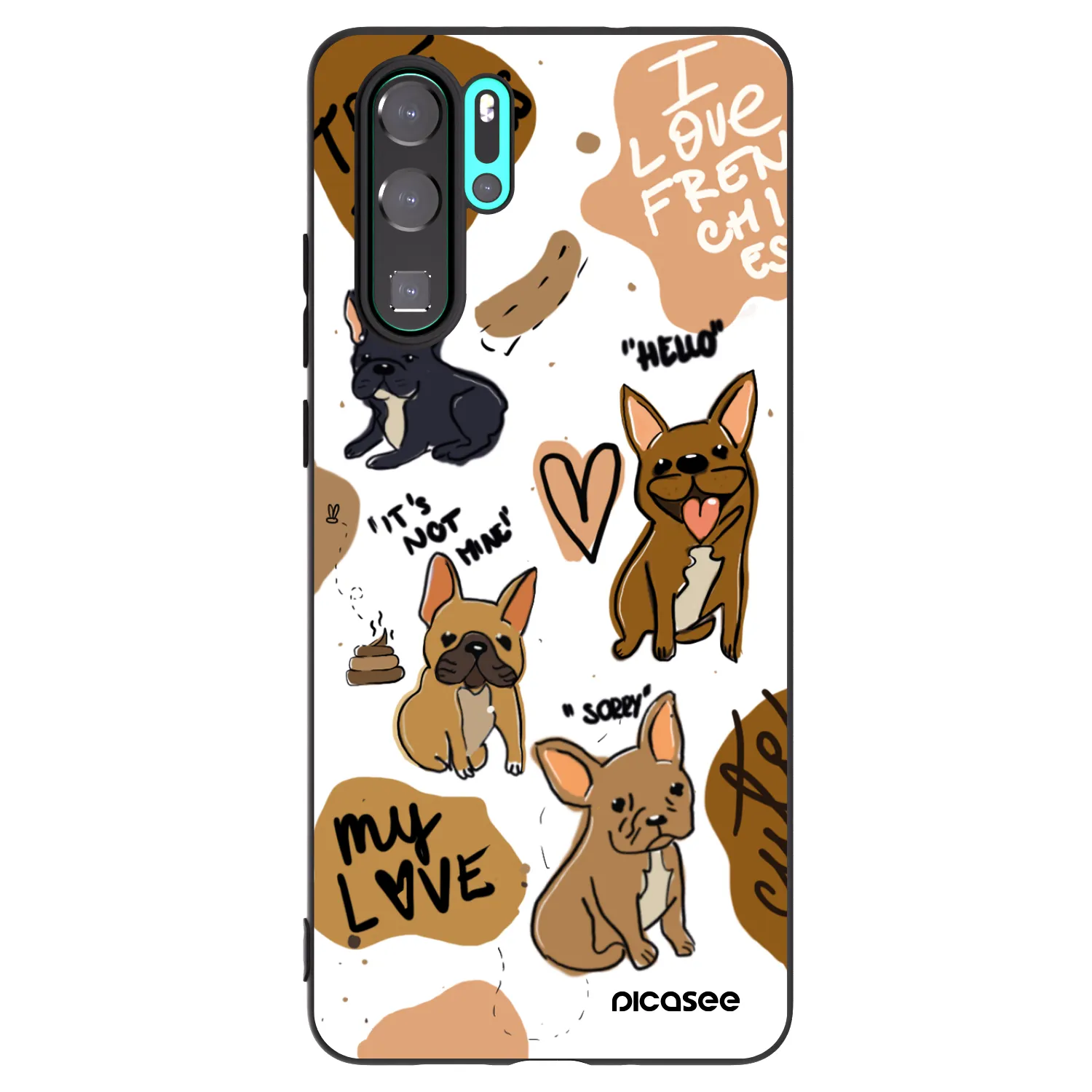 Picasee silikónový čierny obal pre Huawei P30 Pro - Frenchies
