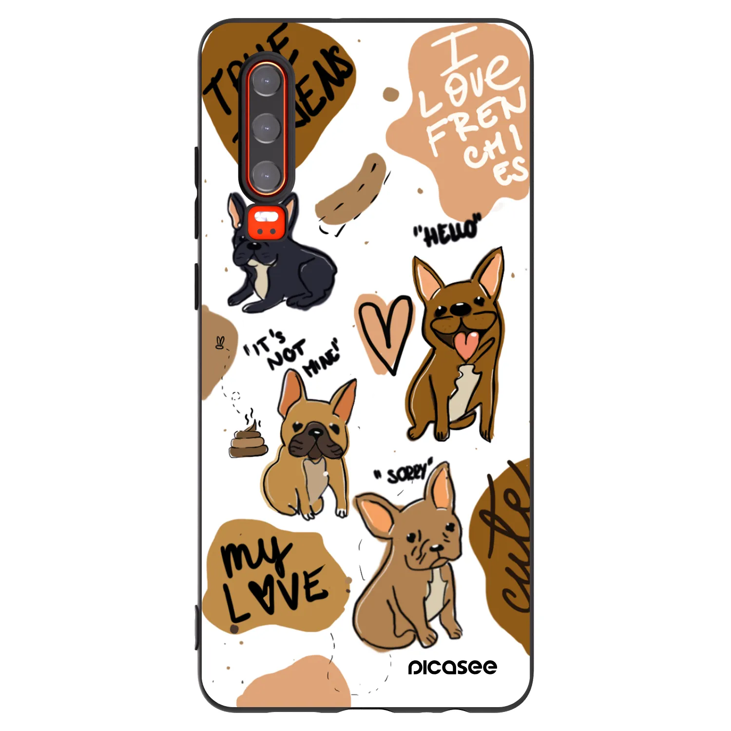 Picasee silikónový čierny obal pre Huawei P30 - Frenchies