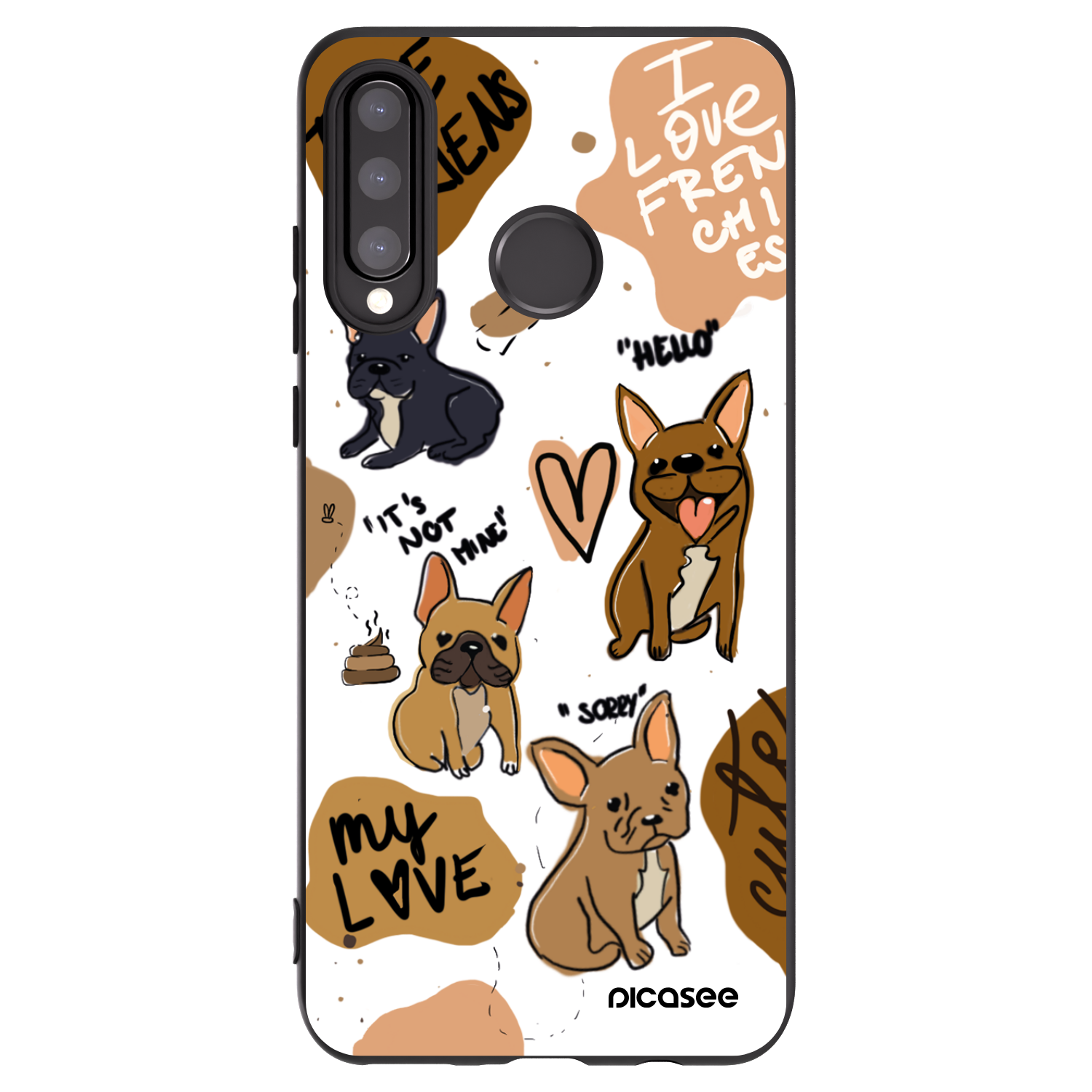 Picasee silikónový čierny obal pre Huawei P30 Lite - Frenchies